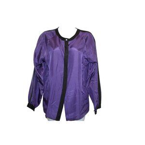 Royal Silk Women's 100% Silk Blouse Shirt Top Size 6 Purple Black Button Front